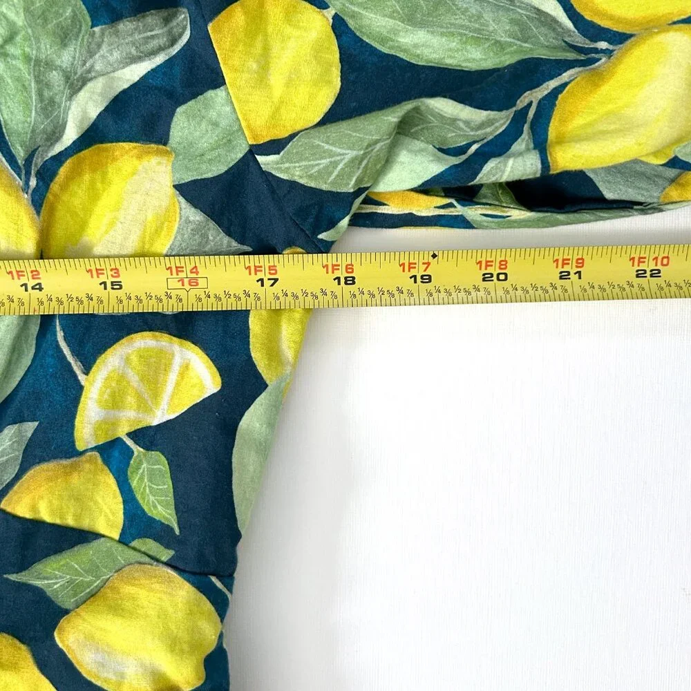 Hope & Ivy Lemon Print Puff Sleeve Midi Dress Mediterranean Cottagecore Size 14 - Picture 4 of 12